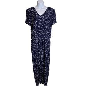 Talbots Women's Navy White Polka Dot Jumpsuit Size 10 Career Office Timeless